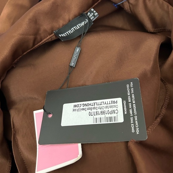 PRETTY LITTLE THING Chocolate Satin Chiffon Drape Blazer Dress • Size: 4 • NWT - Picture 12 of 12